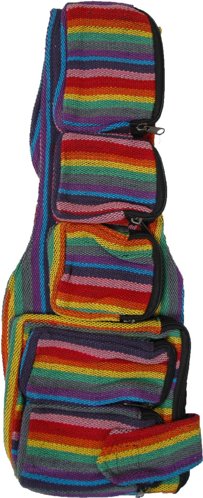 Rainbow Side Sling Bag with Multiple Zipper Pockets