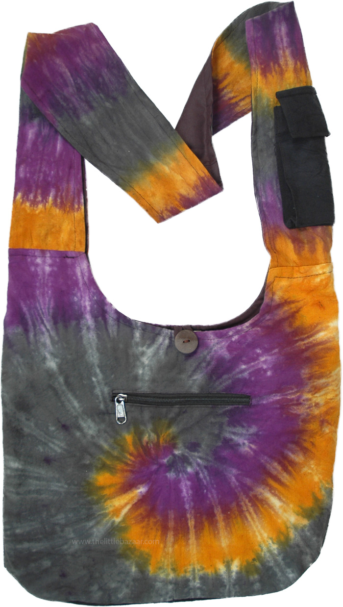 Eclipse Swirl Tie Dye Cotton Shoulder Bag