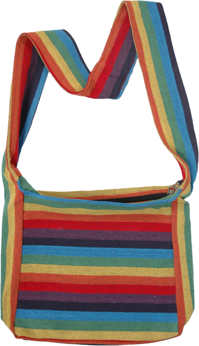 Rainbow Cross Body Cotton Hippie Shoulder Bag