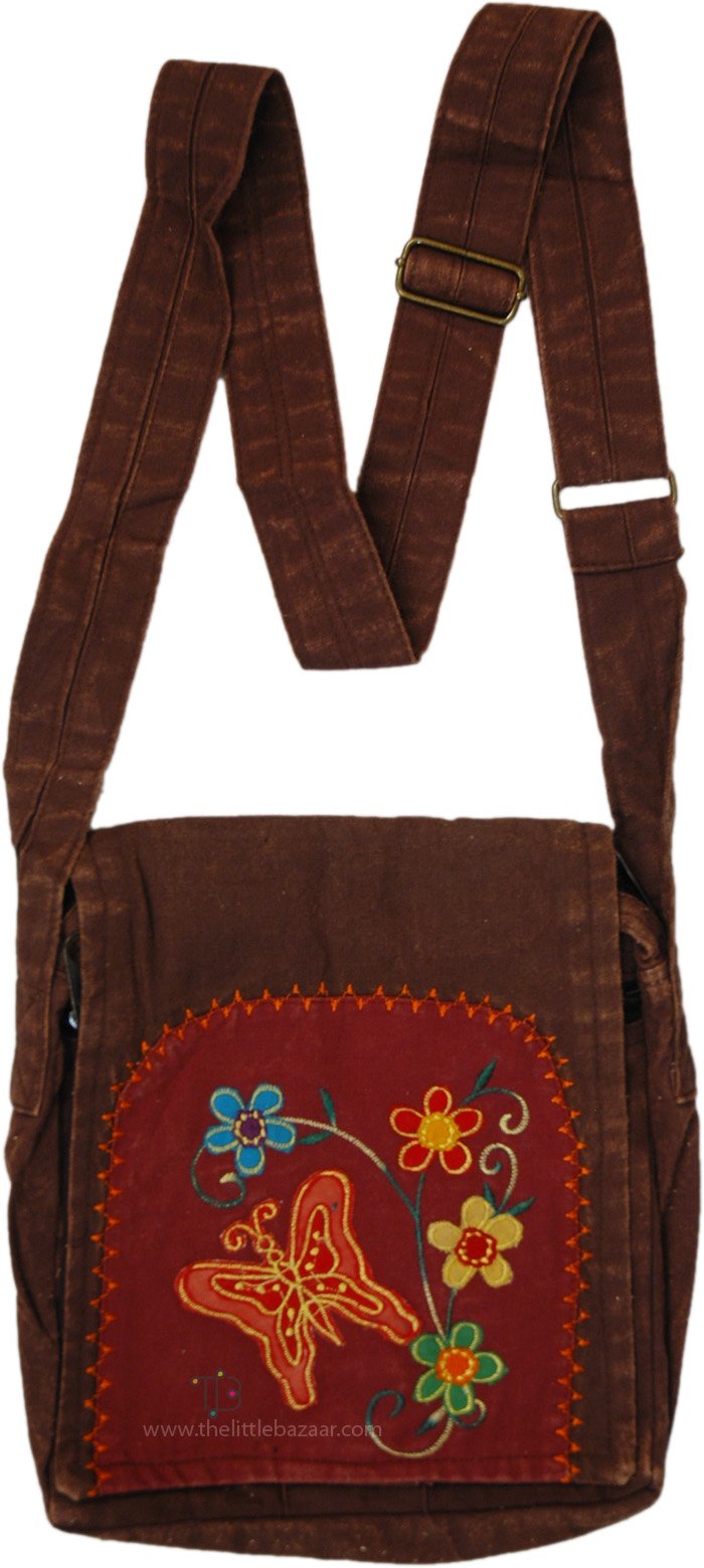 Butterfly Garden Boho Messenger Flap Bag