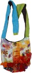 Floral Hippie Mini Shoulder Bag with Popped Fringes