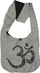Sacred Om Grey Cotton Yoga Shoulder Bag