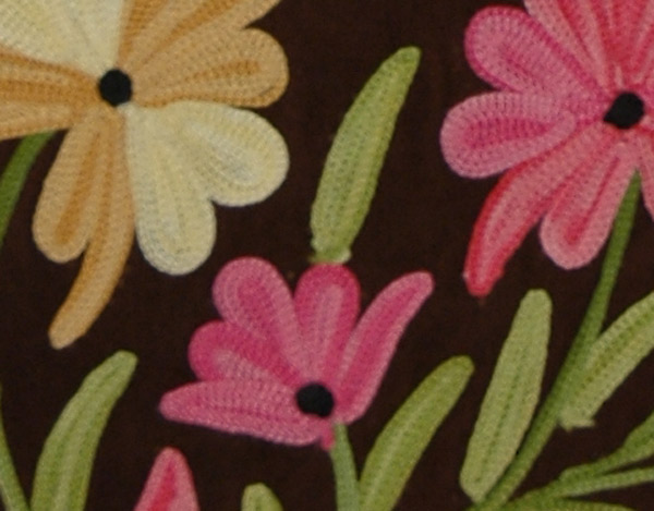 Floral Brown Suede Sling College Bag