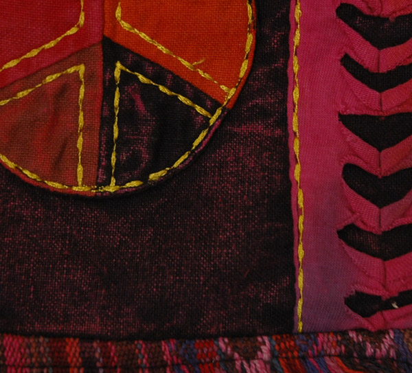 Pink Peace Hippie Boho Small Side Sling Bag