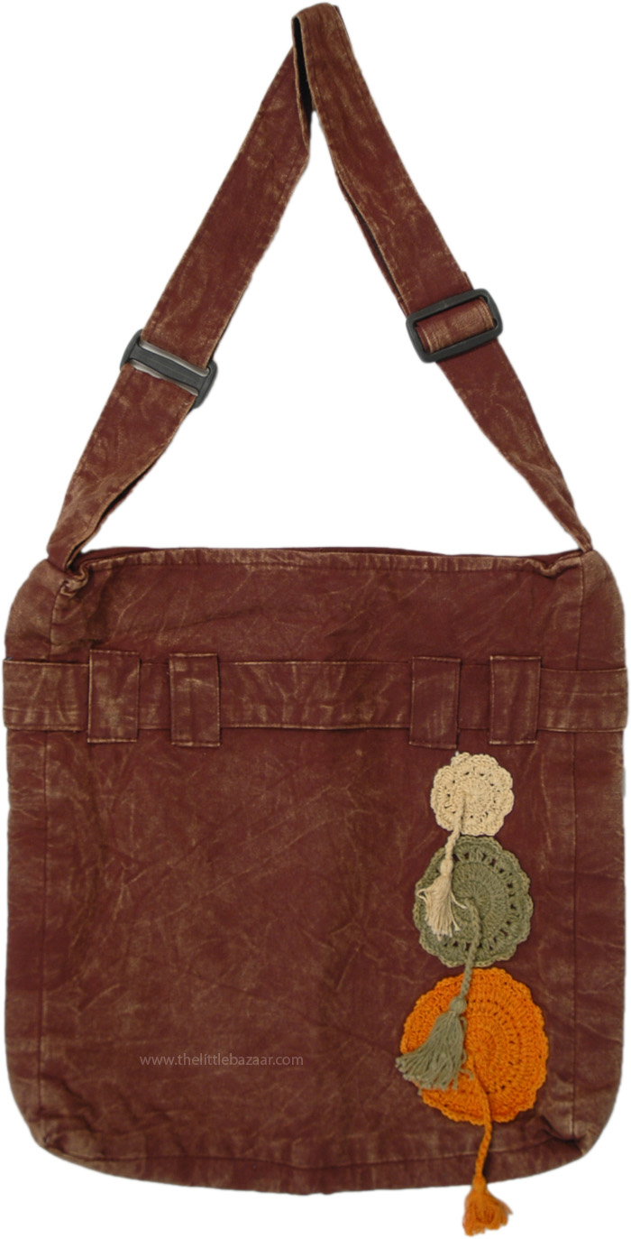 Boho Spirit Brown Flower Child Bag