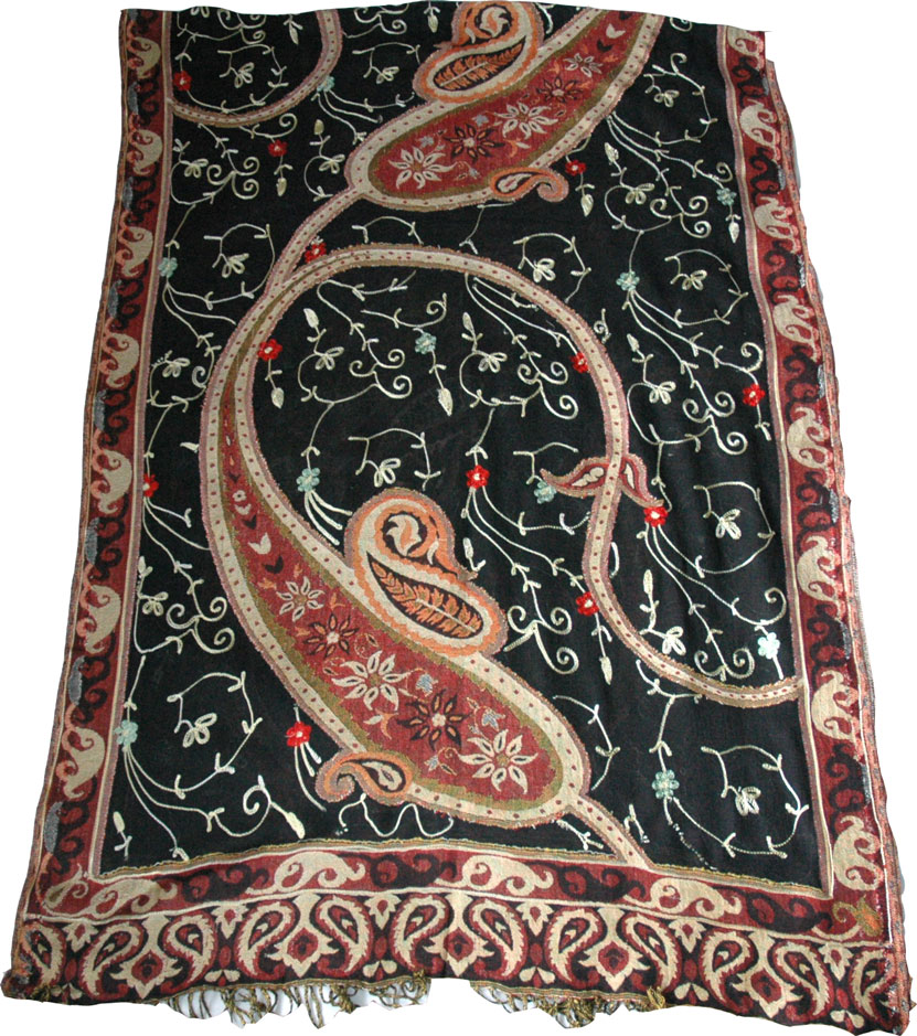 Black Stole with Embroidery