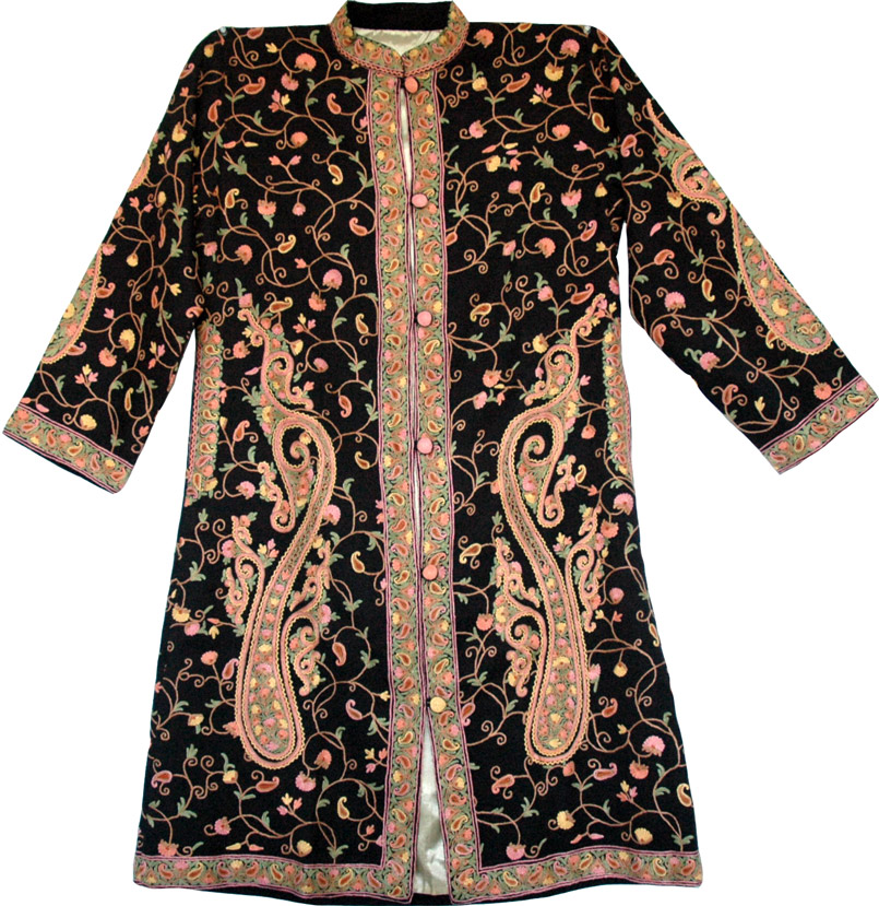 Long Black Embroidered Jacket