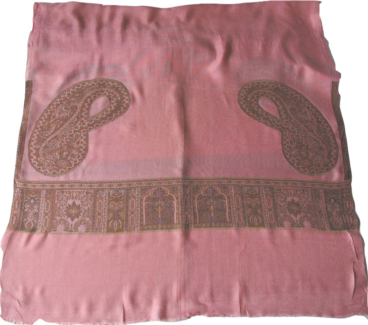 Pink Shawl Scarf with Jamawar Print