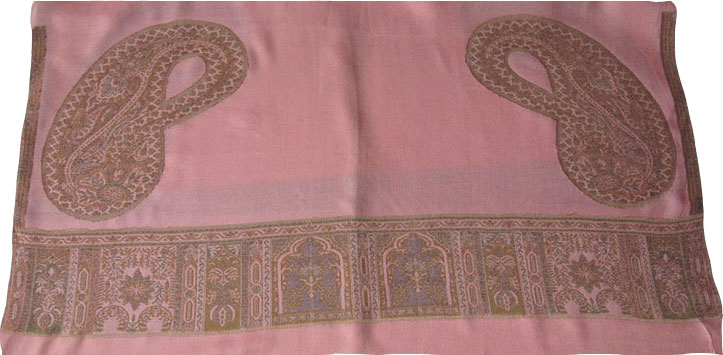 Pink Shawl Scarf with Jamawar Print