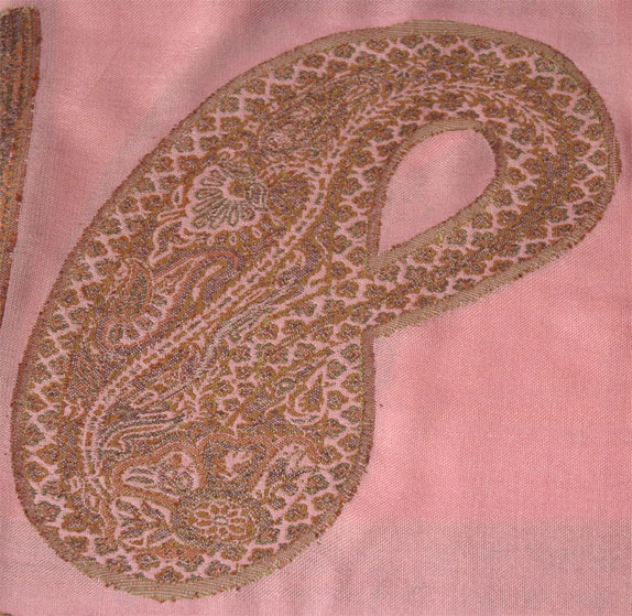 Pink Shawl Scarf with Jamawar Print