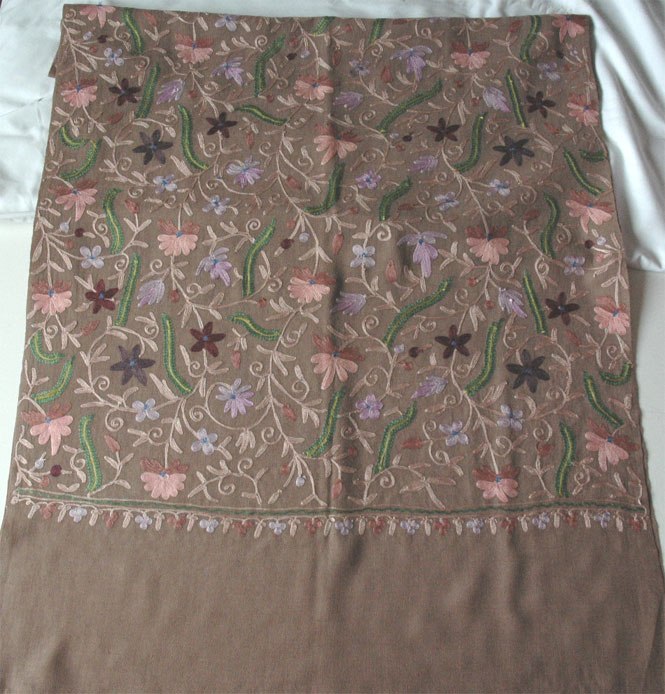 Brown Stole with Embroidery