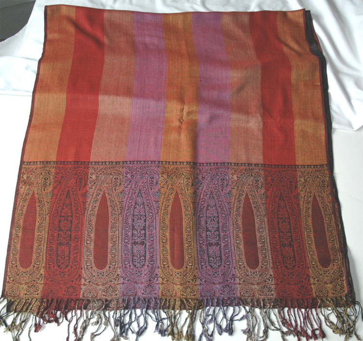 Striped Jamawar Stole Shawl Scarf