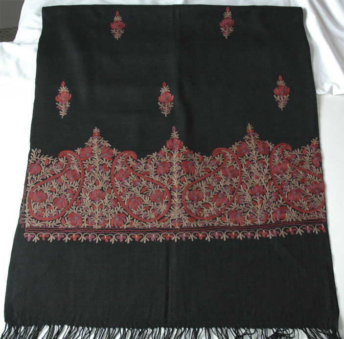 Black Stole with Red Embroidery