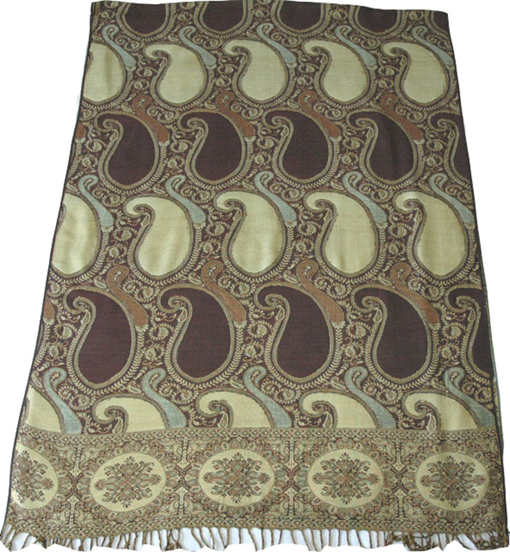 Green Brown Reversible Jamawar Stole