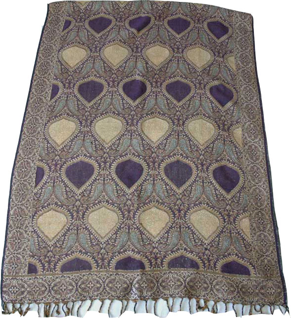 Purple Golden Reversible Jamawar Stole