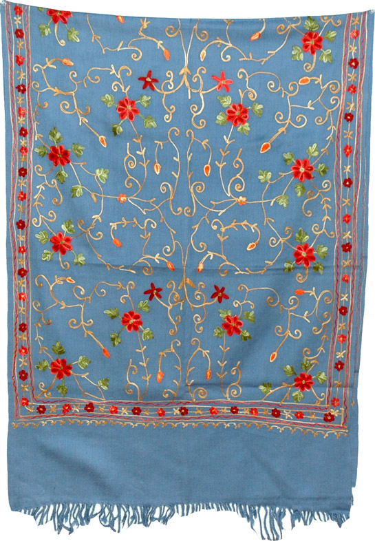 Hippie Blue Embroidered Stole