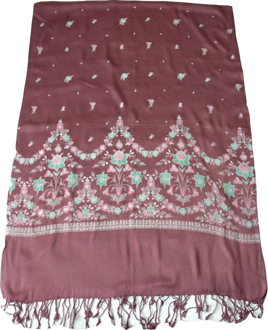 Wine Color Printed Shawl Wrap Stole
