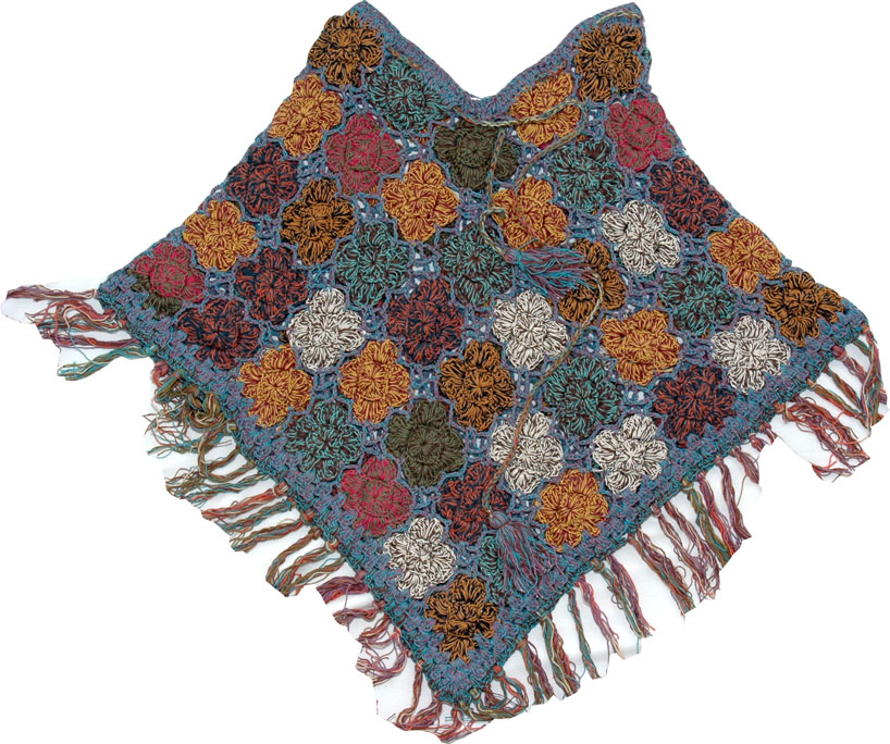 Blue-Purple Crochet Poncho