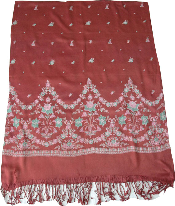 Red Stole Shawl with Floral Print 