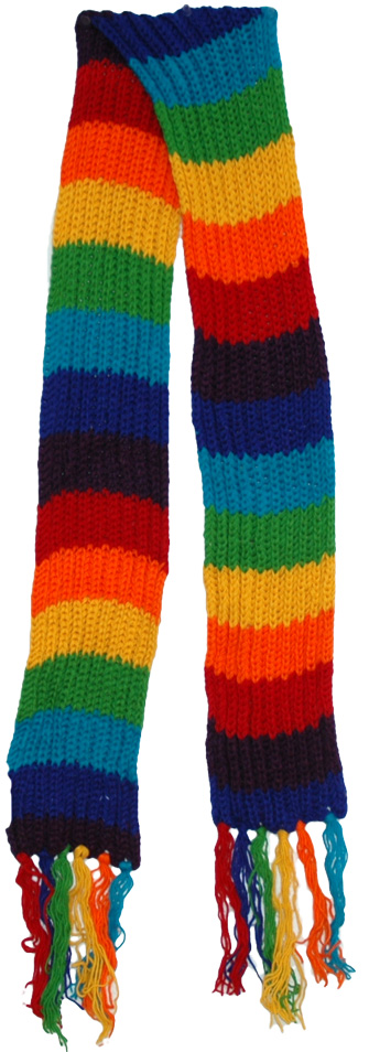 Multicolor Woolen Muffler, Rainbow Bohemian Wool Scarf