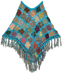 Java Blue Crochet  Poncho