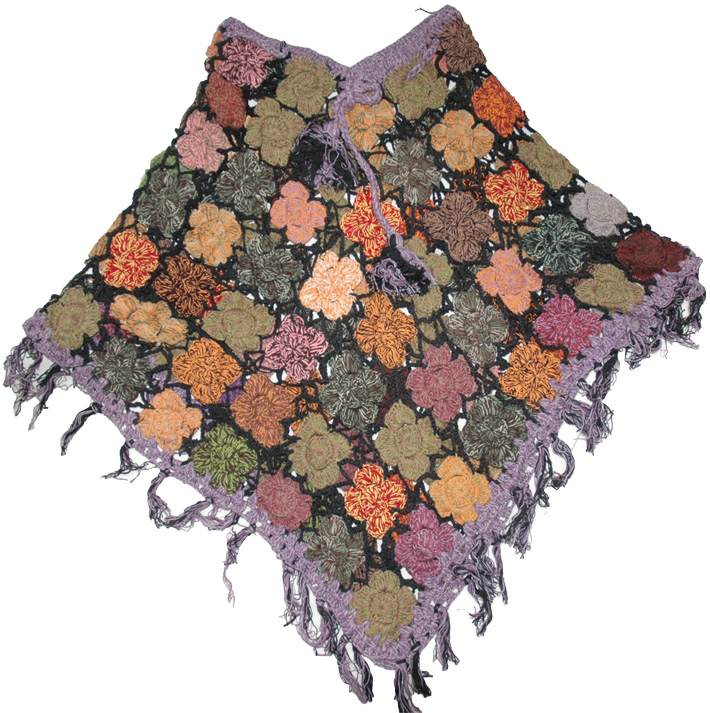 Lilac Khakhi Crochet Poncho Pattern
