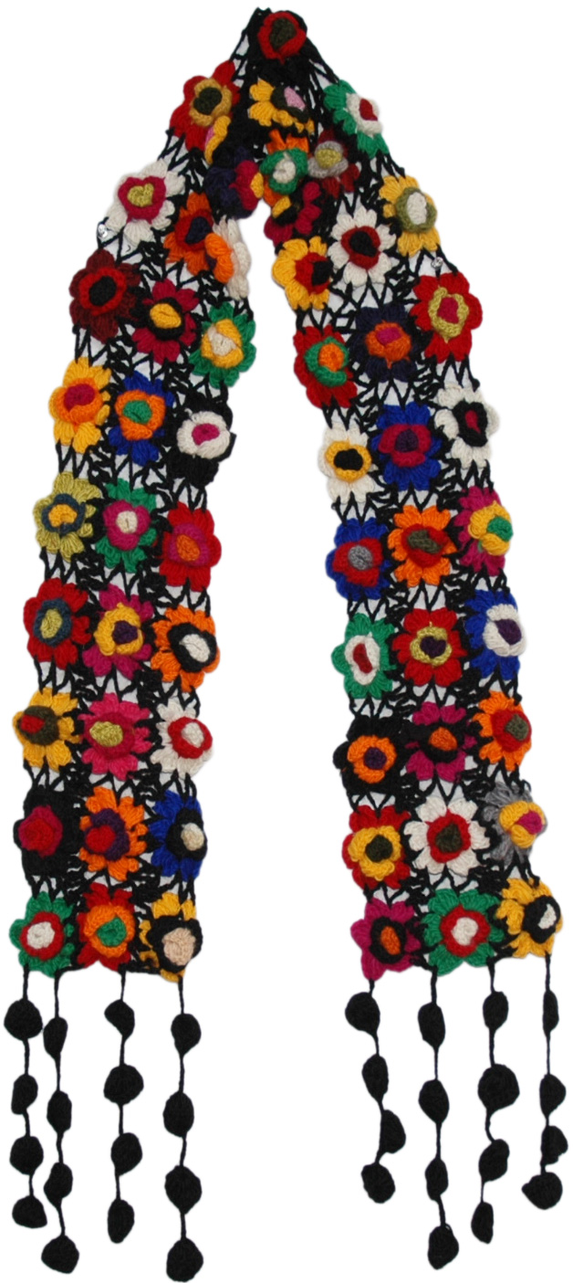 Black Crochet Colorful Floral Scarf