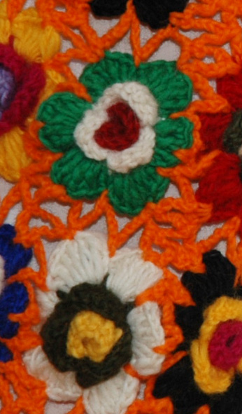Orange Crochet Colorful Floral Scarf