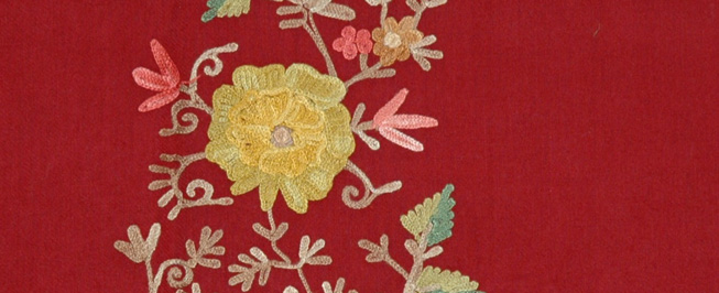 Tamarillo Red Floral Embroidered Stoll