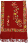 Tamarillo Red Floral Embroidered Stoll