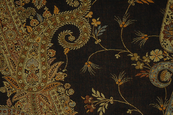 Deep Brown Paisley Challis Wrap Shawl