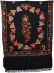 Black Floral Embroidered Shawl