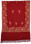 Dark Tan Floral Embroidered Shawl