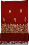 Dark Burgandy Floral Embroidered Shawl