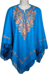 Cerulean Designer Wool Poncho