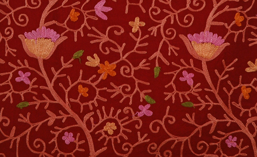 Dark Burgundy Floral Embroidered Shawl