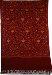 Dark Burgundy Floral Embroidered Shawl