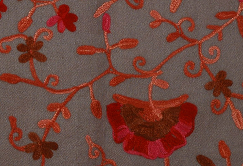 Khakhi Floral Embroidered Stoll