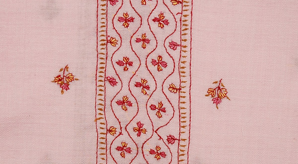 Azalea Hand Embroidery Pink Shawl Stole