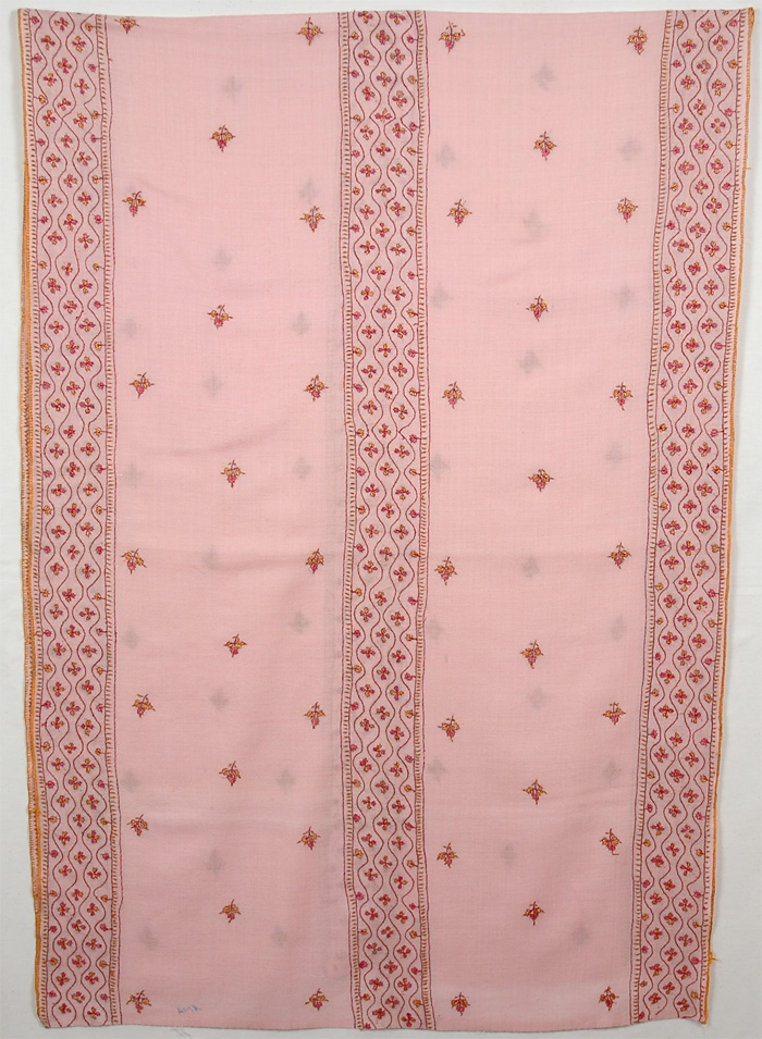 Azalea Hand Embroidery Pink Shawl Stole