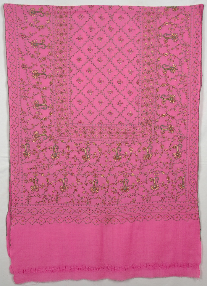 Mauvelous Hand Embroidery Pink Shawl Stole