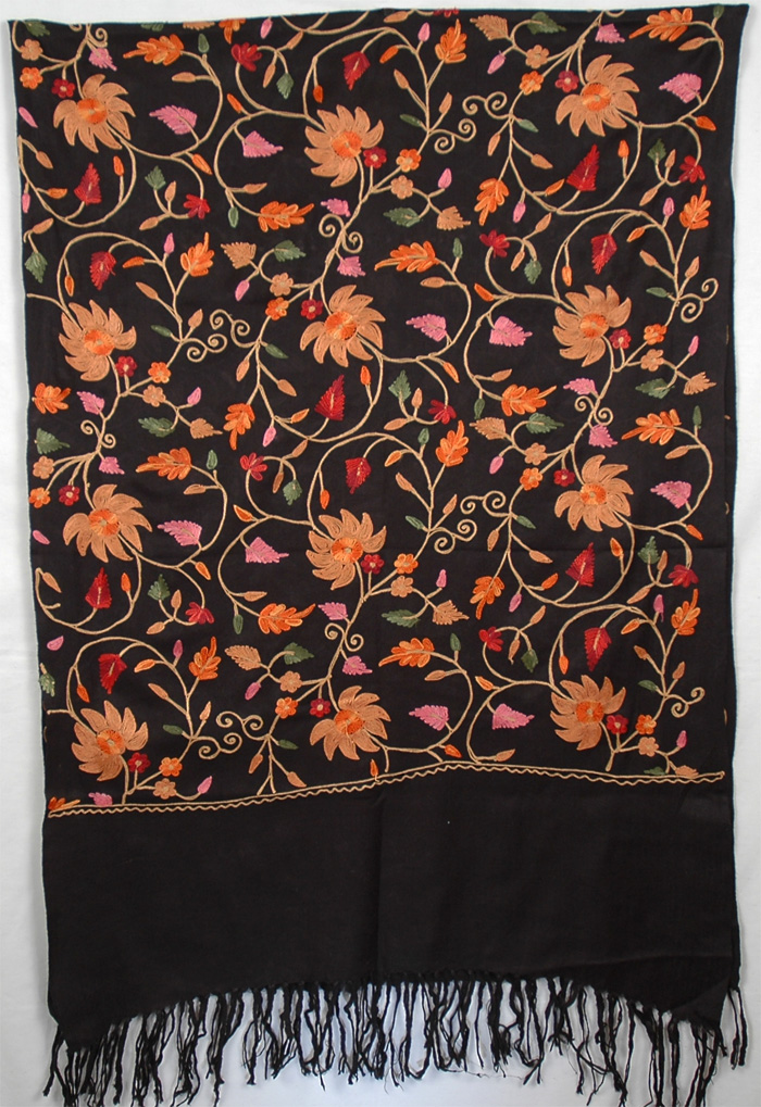 Black Embroidery Shawl Stole
