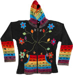 Colorful Cotton Jacket in Razor Cut Rainbow Hood and Pockets [3349]