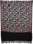 Embroidered Flowers Black Shawl [3584]