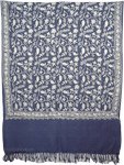 Blue Embroidery Wool Stole