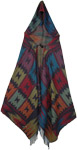 Color Patterns Ethnic Long Hoodie Poncho