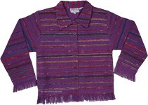 Plum Purple Fringed Bohemian Fall Cotton Jacket