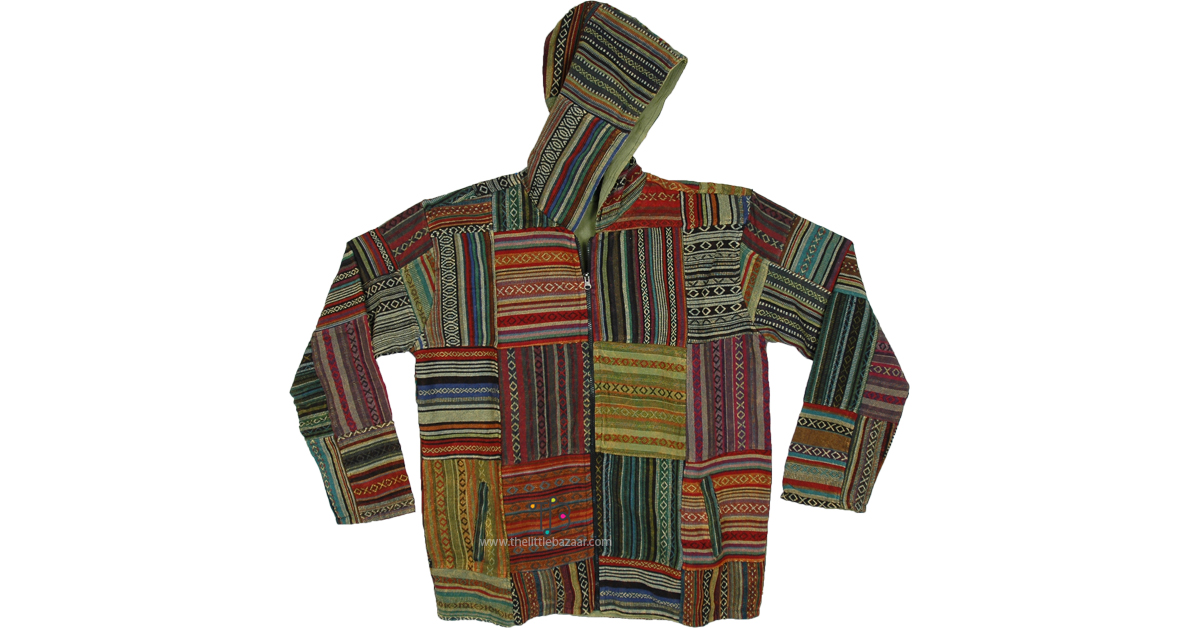 Eclectic Earthy Vibes Oversized Boho Jacket ScarfShawls Green