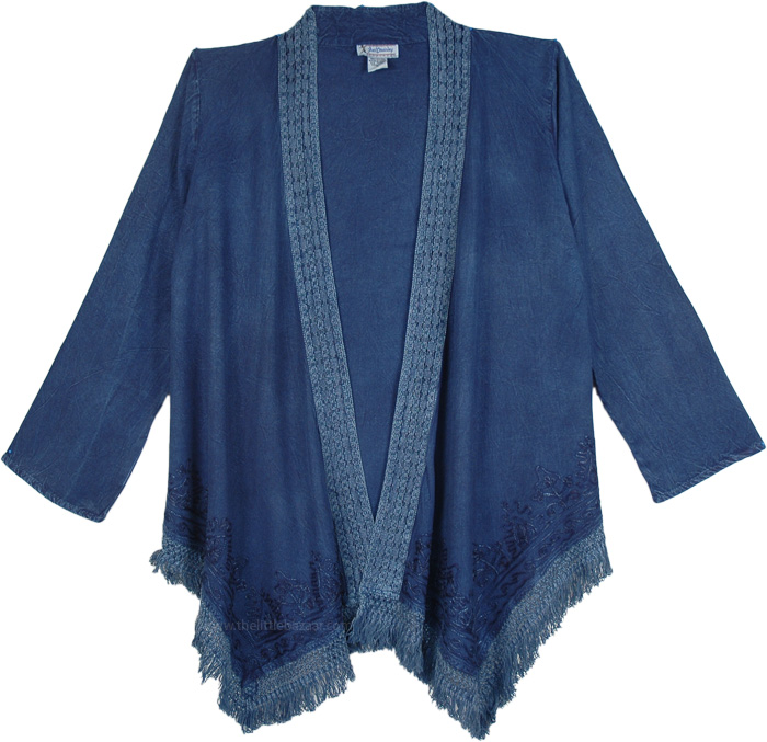 Blue Jeans Kimono Shrug Cardigan Scarf Shawls Blue Crochet