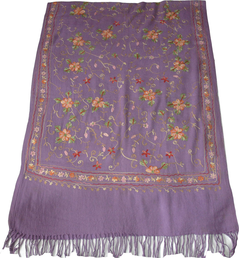Purple Embroidered Shawl